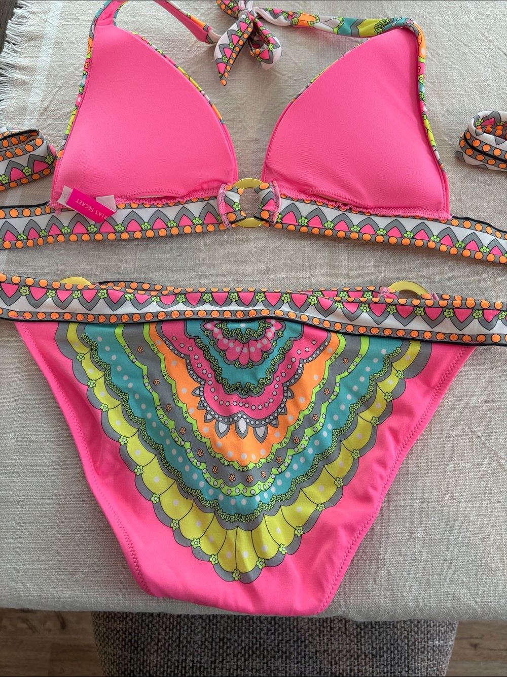 Victoria's Secret Pink Multi-Color Print Halter Bikini - Picture 2 of 5
